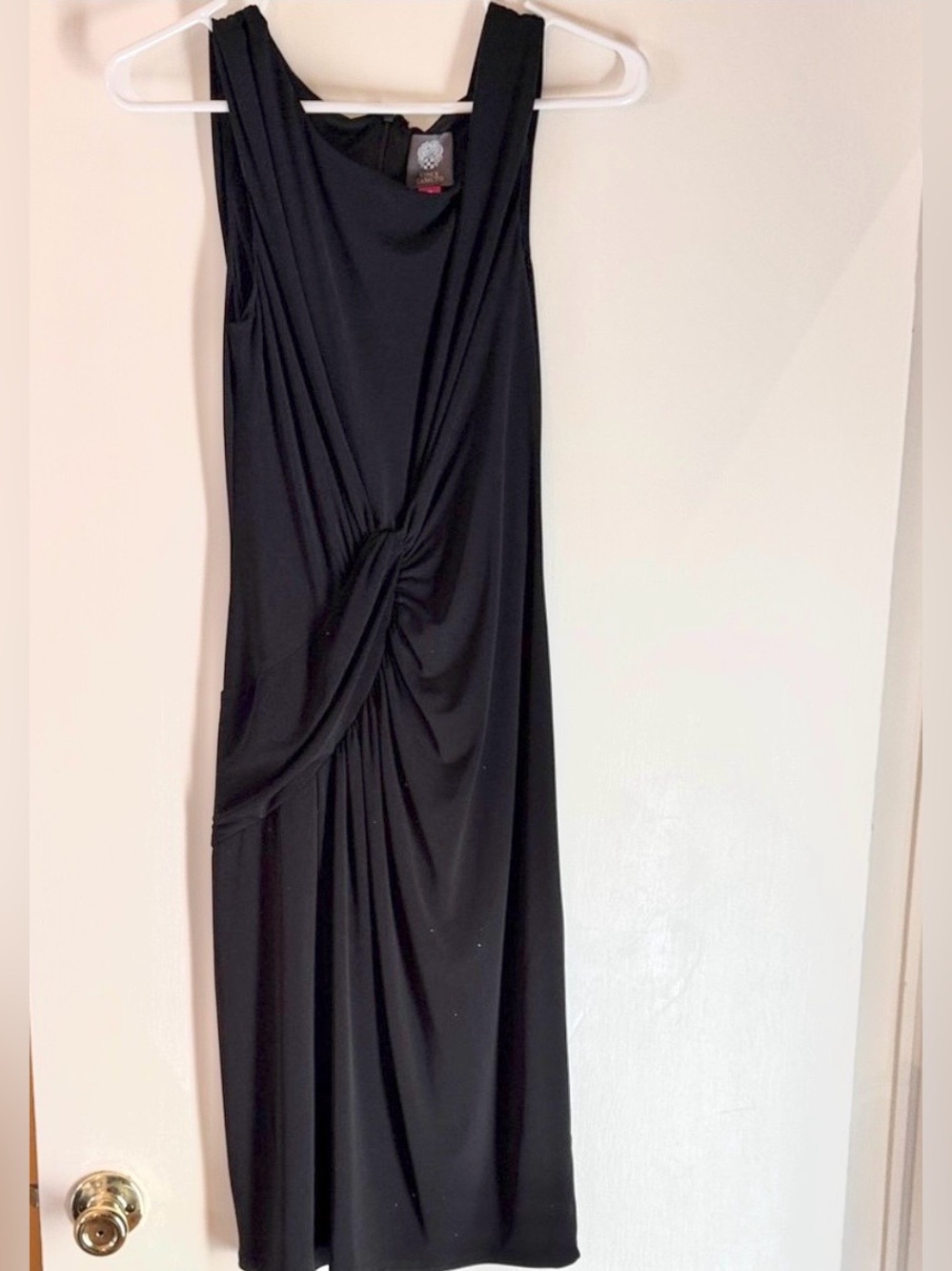 NWT Vince Camuto Black Sleeveless flattering Knot-Front Midi Dress size 10